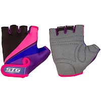 Перчатки STG летние с защитной прокладкой,застежка на липучке,размер С,Фиолет/черн/розовые